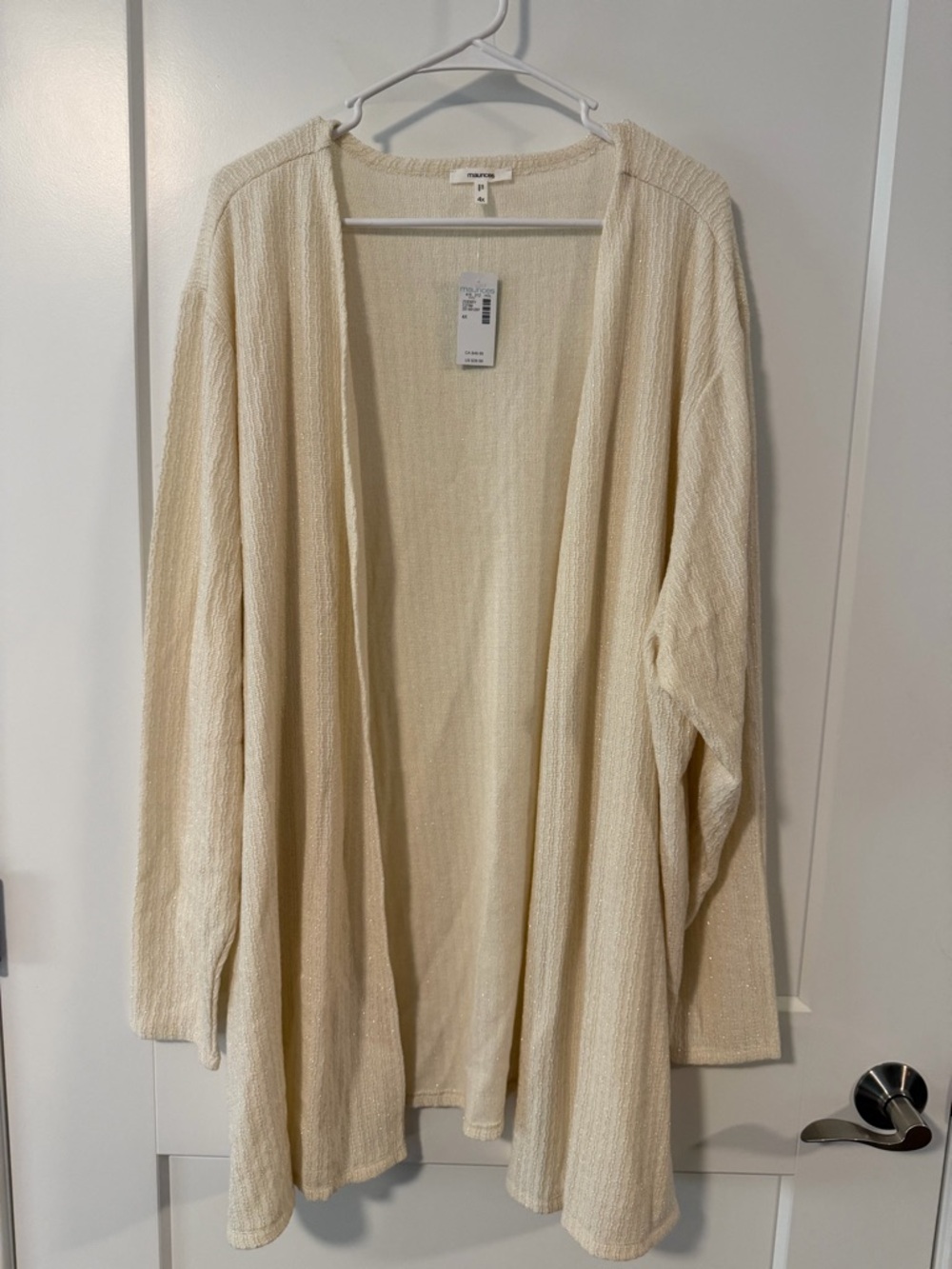 Women’s Maurice’s Shimmery Cream Cardigan 4x NWT